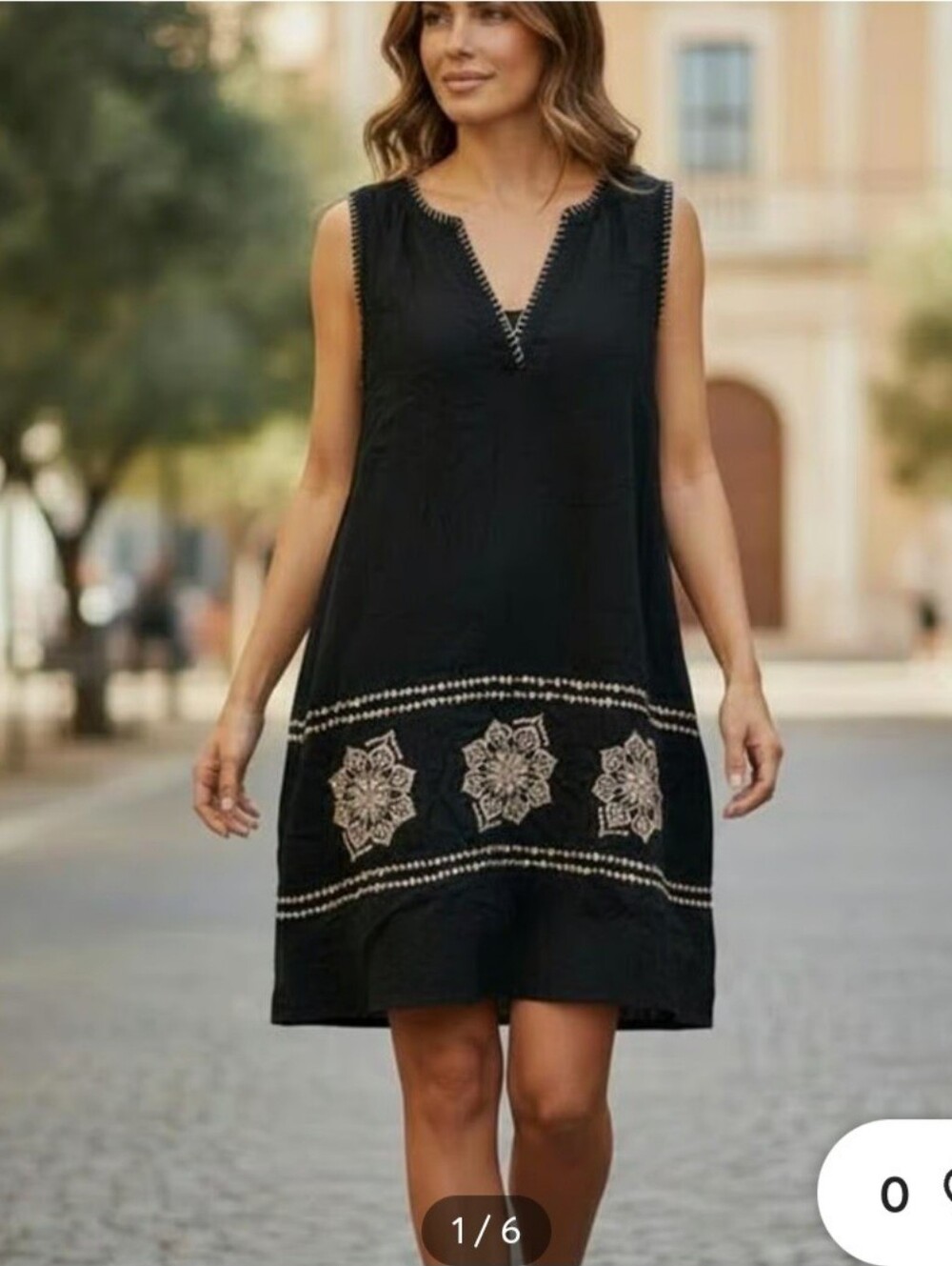Calypso St. Barth Black Sleeveless Embroidered Shift Dress Size Medium